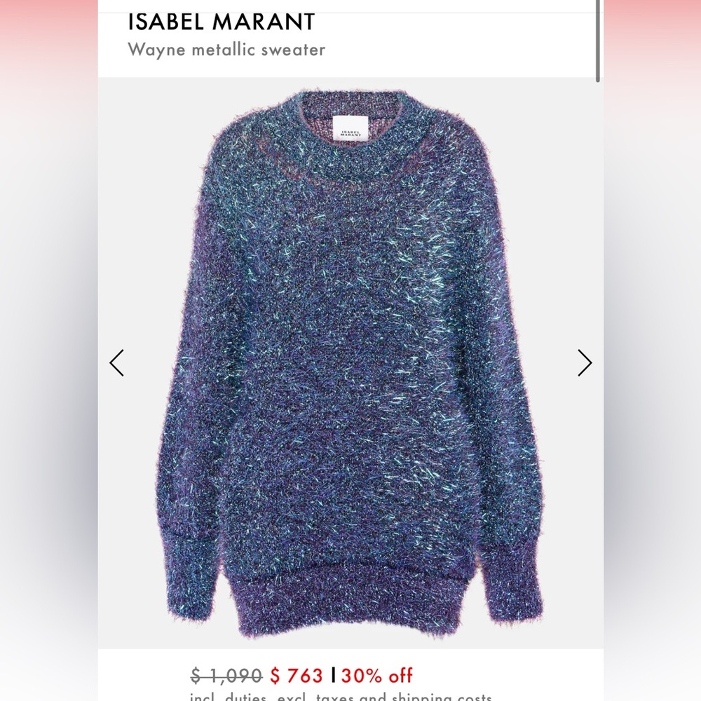 Isabel Marant Wayne Metallic sweater dress originally over $1000!